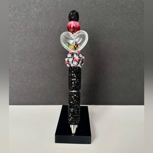 Custom Black and Silver Beaded Pen